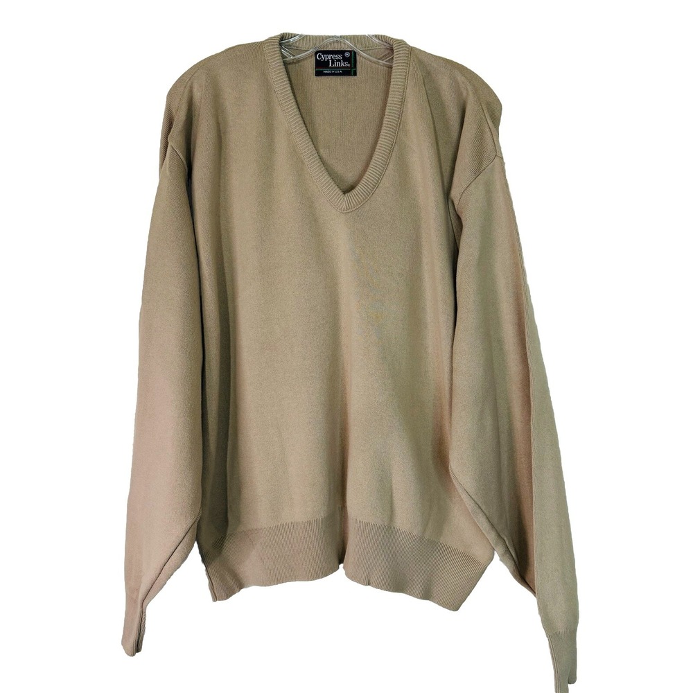 Cypress Links Golf Wear Beige V-Neck Sweater‎ Men's Size  XXL